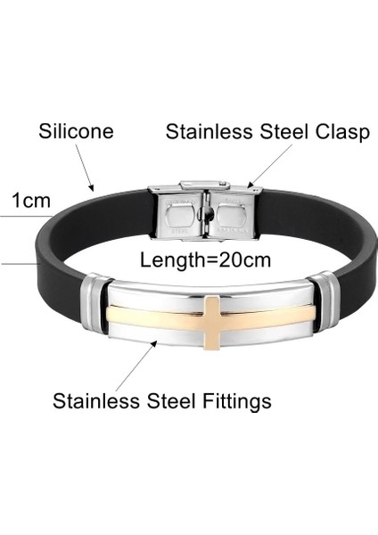 17CM Tarzı Açık Sarı Renk Erkekler Için Dini Isa Çapraz Bilezikler Silika Jel Kemer Ayarlayın Paslanmaz Çelik Manşet Bilezik Erkek Bilezikler Fashio (Yurt Dışından) indirimleri