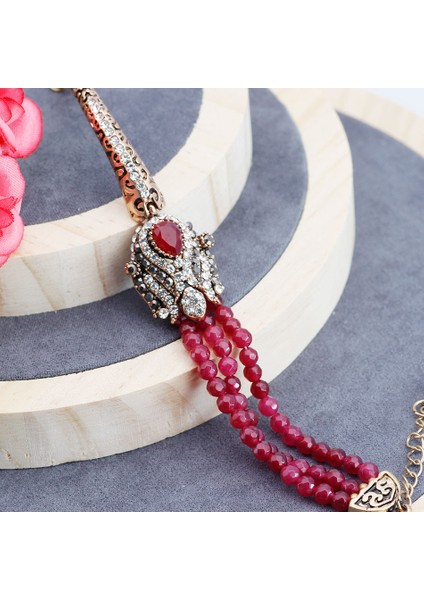18CM Tarzı FA4109RED Yeni Türkiye Çiçek Boncuk Doğal Taşlar Charm Bilezikler Bileklik Kadınlar Için Antik Altın Renk Bohemia Etnik Düğün Takı 2018 (Yurt Dışından) modelleri