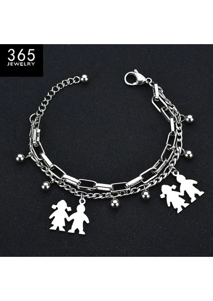 Ben Çelik Yüksek Li Paslanmaz Çelik Kadın Kolye Bilezik Trendy Yuvarlak Inci Çok Katmanlı Link Zinciri Charm Pulseras Doğum Günü Hediyesi (Yurt Dışından)