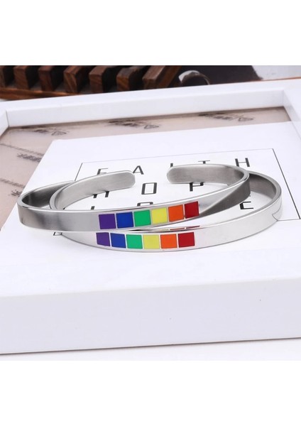 6mm Gökkuşağı Aşk Gurur Bileklik Bileklik ve Eşcinsel Paslanmaz Çelik Emaye Lgbtq Manşet Bileklik Bilezik Moda Takı (Yurt Dışından)