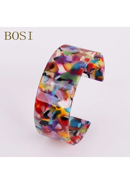 No.9 Boyutu Bohemian Leopar Asitik Asit Akrilik Reçine Bilezikler Kadınlar Için Renkli Bileklik Reçine Manşet Bilezik Femme Basit Zarif Takı (Yurt Dışından)