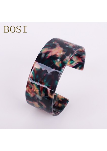 No.9 Boyutu Bohemian Leopar Asitik Asit Akrilik Reçine Bilezikler Kadınlar Için Renkli Bileklik Reçine Manşet Bilezik Femme Basit Zarif Takı (Yurt Dışından)
