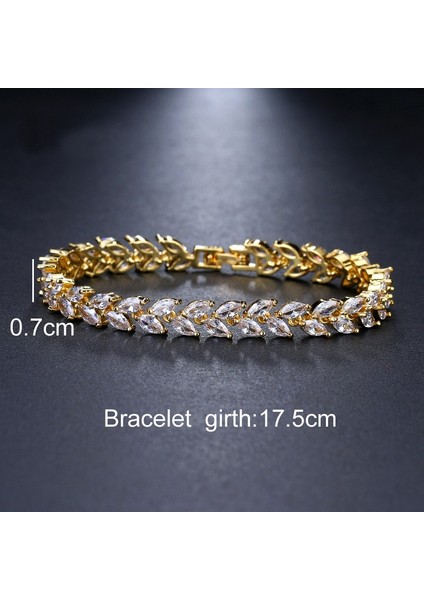 BG006-ALTIN Ekopdee Moda Charm Yaprak Bilezik Kadınlar Lüks Kübik Zirkonya Bilezikler Kadın Düğün Takı Aksesuarları Noel Hediyesi (Yurt Dışından) indirimleri