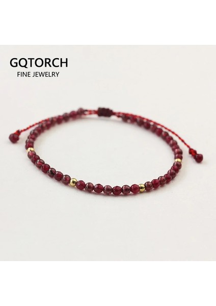 Doğal Garnet Doğal Taş Garnet Boncuk Bileklik Ince Çok Yönlü El Yapımı Örgü Kırmızı Dize Bilezik Kadınlar Için Bileklik Ayarlanabilir Bileklik (Yurt Dışından)