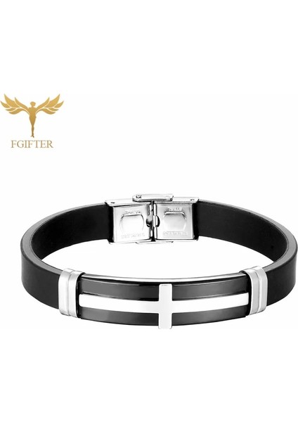 18.5cm Tarzı Gül Altın Bileklik Erkekler Için Dini Isa Çapraz Bilezikler Silika Jel Kemer Ayarlayın Paslanmaz Çelik Manşet Bilezik Erkek Bilezikler Fashio (Yurt Dışından)