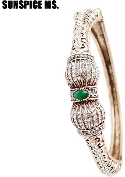 MTSL9006YEŞİL Yeni Vintage Türk Kadın Yeşil Manşet Bileklik Bileklik Hint Kristal Çiçek Bileklik Reçine Pulseiras Feminino Bijuteri (Yurt Dışından)