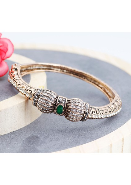 MTSL9006YEŞİL Yeni Vintage Türk Kadın Yeşil Manşet Bileklik Bileklik Hint Kristal Çiçek Bileklik Reçine Pulseiras Feminino Bijuteri (Yurt Dışından) fırsatları