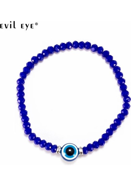 Nazar Kristal Mavi Yuvarlak Boncuk Charm Bilezik El Yapımı Kadın Erkek Bilezik Moda Ayarlanabilir Takı Hediye EY5332 (Yurt Dışından)