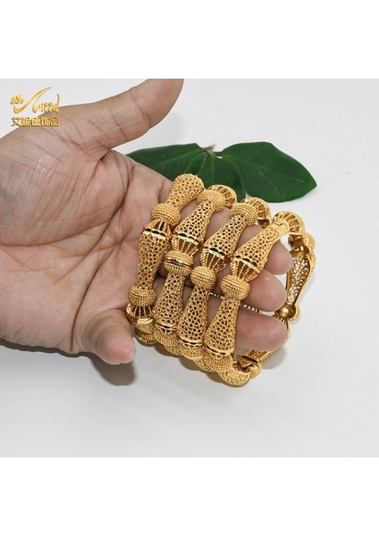B-12-4pcs Anııd Kadınlar Charm Bilezik Bileklik 24K Altın Renk Takı Dubai Saf Çocuklar Manşet Çiçek Bebek Bileklik Ese Afrika Tasarımcısı (Yurt Dışından) fiyatları