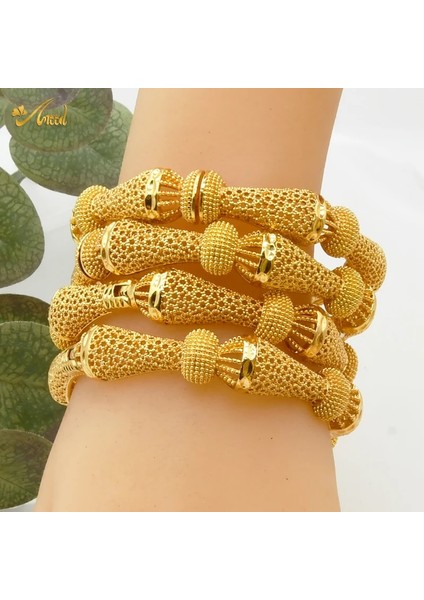 B-12-4pcs Anııd Kadınlar Charm Bilezik Bileklik 24K Altın Renk Takı Dubai Saf Çocuklar Manşet Çiçek Bebek Bileklik Ese Afrika Tasarımcısı (Yurt Dışından) fırsatları