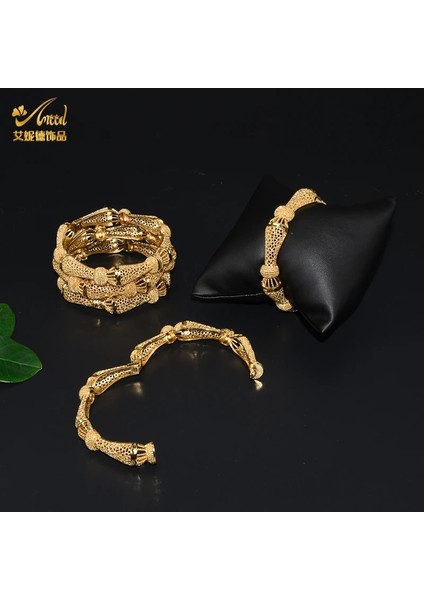B-12-4pcs Anııd Kadınlar Charm Bilezik Bileklik 24K Altın Renk Takı Dubai Saf Çocuklar Manşet Çiçek Bebek Bileklik Ese Afrika Tasarımcısı (Yurt Dışından) indirimleri