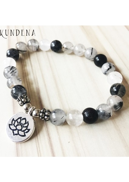 19CM Tarzı Şerit Yogası Mala Bileklikler Unisex Depresyon ve Anksiyete Rölyef Bileklikleri Yoga Lotus Bileklik Rutilated Buddha Charm Bileklik (Yurt Dışından) modelleri