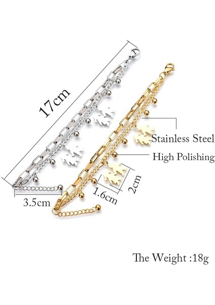 O Altın Yüksek Li Paslanmaz Çelik Kadın Kolye Bilezik Trendy Yuvarlak Inci Çok Katmanlı Link Zinciri Charm Pulseras Doğum Günü Hediyesi (Yurt Dışından) fırsatları