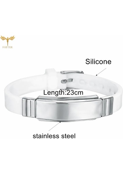 23CM Tarzı Ilk Bilezikler Erkek Kadın Ilk Bilezikler Tasarımcı Charms ile Yedi Renkli Silikon Bilezikler Paslanmaz Çelik Manşet Bileklikler Çift Mücevheri (Yurt Dışından) fırsatları