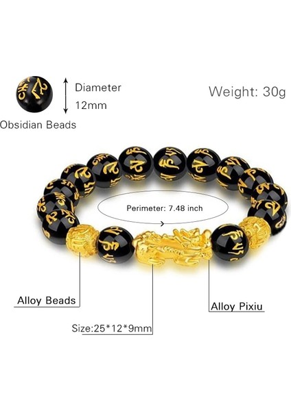 Feng Shui Bilezik3 Feng Shui Obsidyen Boncuk Bilezik El Yapımı Pixiu Servet Bilezikler Kadın Erkek Charm Buda Alaşım Bilezik Iyi Şanslar Takı (Yurt Dışından)