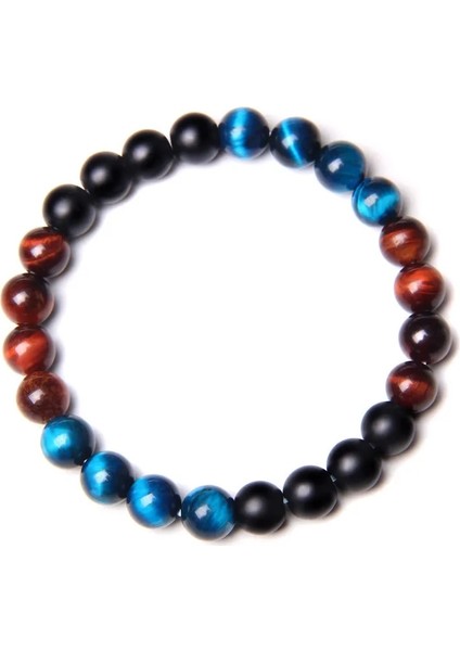 23CM Tarzı No.21 Boyutu Benzersiz Doğal Kaplan Gözü Taş Erkek Boncuklu Bilezik Erkekler Paslanmaz Çelik Hematit ve Siyah Obsidyen Taş Mıknatıs Bilezikler Erkek (Yurt Dışından)