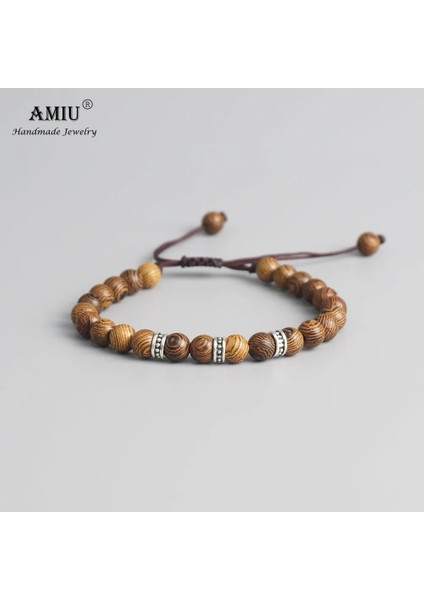 Amıu Tibet Budist Bilezik El Örgülü Şanslı Knot Bilezik Doğal 6mm Ahşap Boncuk Oyma El Yapımı Bilezik (Yurt Dışından) fiyatları