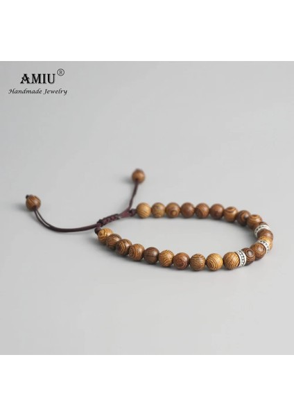 Amıu Tibet Budist Bilezik El Örgülü Şanslı Knot Bilezik Doğal 6mm Ahşap Boncuk Oyma El Yapımı Bilezik (Yurt Dışından) modelleri