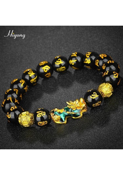 Pixiu BILEKLIK18 Feng Shui Obsidyen Boncuk Bilezik El Yapımı Pixiu Servet Bilezikler Kadın Erkek Charm Buda Alaşım Bilezik Iyi Şanslar Takı (Yurt Dışından)