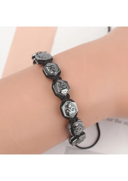 18-26CM Beadtales cm Ayarlanabilir Altıgen Kafatası Hematit Bilezik Erkekler Kadınlar Için Uçucu Yağlar Difüzör Doğal Taş Boncuk Zincir (Yurt Dışından) fiyatları