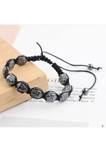 18-26CM Beadtales cm Ayarlanabilir Altıgen Kafatası Hematit Bilezik Erkekler Kadınlar Için Uçucu Yağlar Difüzör Doğal Taş Boncuk Zincir (Yurt Dışından) modelleri