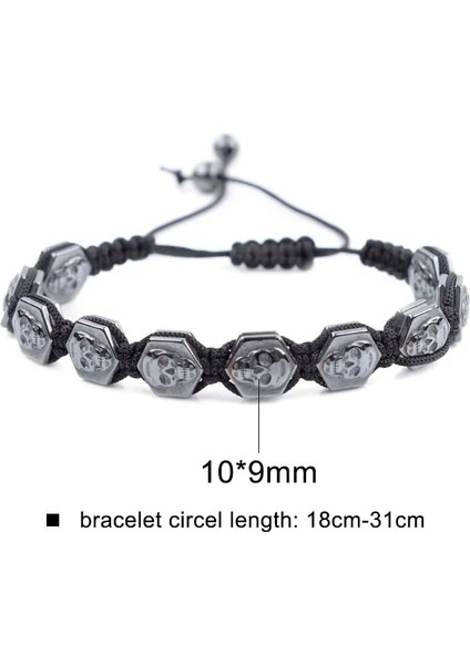 18-26CM Beadtales cm Ayarlanabilir Altıgen Kafatası Hematit Bilezik Erkekler Kadınlar Için Uçucu Yağlar Difüzör Doğal Taş Boncuk Zincir (Yurt Dışından) fırsatları