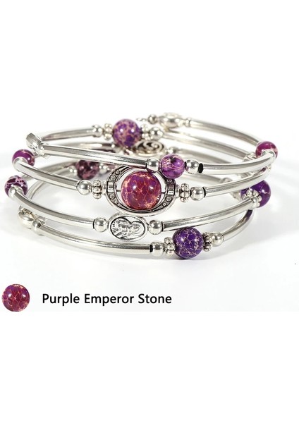 Pupa Imparator Taşı Kadın Erkek Boho Doğal Taş Kaplan Gözü Kırmızı Yeşil Taş Bileklik Laryers Kristal Tanglin Bakır Boru Bilezik Bileklik Takı (Yurt Dışından)