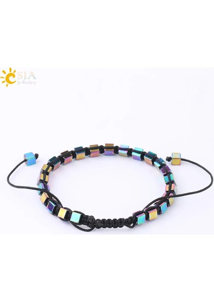 Örgü-D Csja Moda Hematit Bilezik Manyetik Elastik Örgü Ayarlanabilir Bilezikler Erkekler Kadınlar Için Kare Silindirik Sağlıklı Bilezik F623 (Yurt Dışından) fırsatları