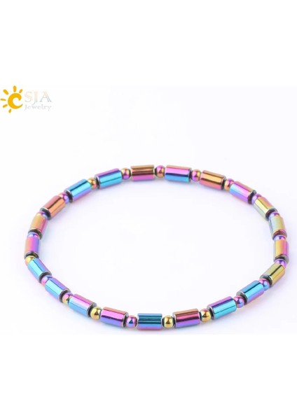 Örgü-D Csja Moda Hematit Bilezik Manyetik Elastik Örgü Ayarlanabilir Bilezikler Erkekler Kadınlar Için Kare Silindirik Sağlıklı Bilezik F623 (Yurt Dışından) indirimleri