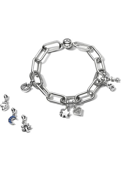 No.16 Boyutu 2022 Yeni Pandoraer Bilezik Terling Gümüş Orijinal Dıy El Yapımı Charm Boncuklu Zincir Bileklik Kadın Moda Takı (Yurt Dışından)