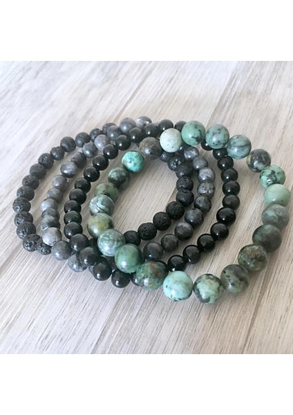 18CM Tarzı Resim Olarak Afrika T-Urkuaz Oniks Lava Taşı ve Labradorit Bileklik Seti Doğal Taş Istif Bilezikler Istif Bilezik Setleri (Yurt Dışından)