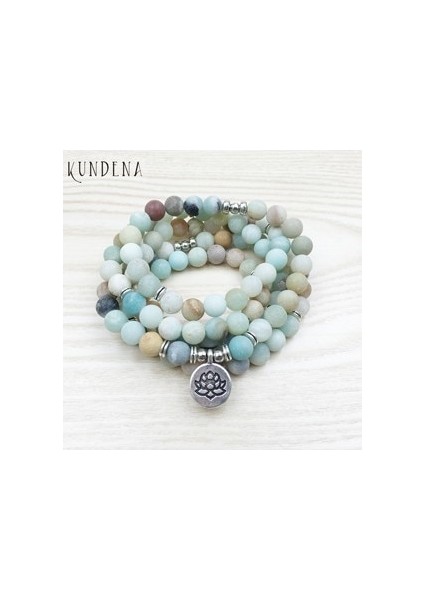 Lotus 8mm Buzlu Mat Ite Bilezik Rayer Boncuk Lotus Om Bilek Mate Mala Boncuk Bilezik (Yurt Dışından)