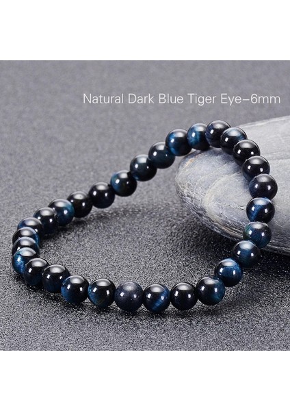 17CM Tarzı 6mm Moda Kraliyet Mavi Kaplan Gözleri Boncuk Bilezik Erkekler Charm Doğal Taş Braslet Adam El Yapımı Takı Pulseras (Yurt Dışından)