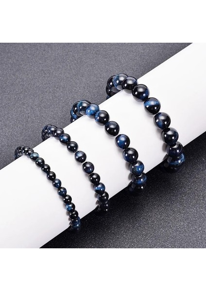 17CM Tarzı 6mm Moda Kraliyet Mavi Kaplan Gözleri Boncuk Bilezik Erkekler Charm Doğal Taş Braslet Adam El Yapımı Takı Pulseras (Yurt Dışından) fırsatları