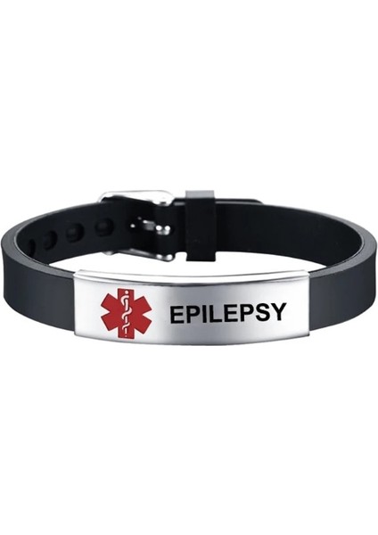 No.6 Boyutu Şık Kırmızı Tıbbi Uyarı Kimliği Bilezik Acil Ilk Yardım Ayarlanabilir Tip 1 Silikon Bileklik Bileklik Unisex (Yurt Dışından)