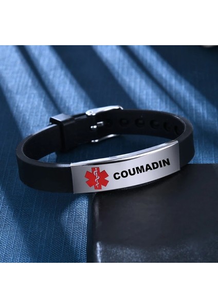 No.6 Boyutu Şık Kırmızı Tıbbi Uyarı Kimliği Bilezik Acil Ilk Yardım Ayarlanabilir Tip 1 Silikon Bileklik Bileklik Unisex (Yurt Dışından) indirimleri