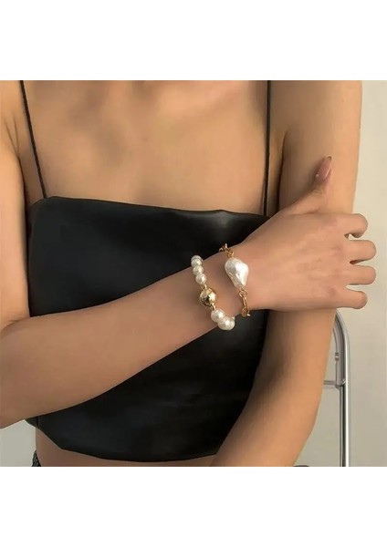 Renk Stili Şampanya Altın Unk Curb Küba Zincir Bilezikler Kadınlar Için Set Miami Boho Kalın Altın Renk Charm Bilezikler Bilezik Moda Takı (Yurt Dışından)