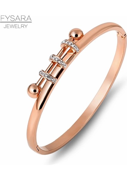 Altın Fysara Üç Daire Kristaller Bilezik ve Bilezikler Titanyum Çelik Takı Kadınlar Altın Charm Manşet Bilezik Kübik Zirkonya Pulseiras (Yurt Dışından) fırsatları