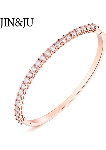 1 Adet Gül Altın 3 Jınju Altın Renk Charm Bilezikler Kadınlar Doğum Günü Hediyesi Için Bakır Kübik Zirkonya Manşet Braclet Femme Dubai Moda Takı (Yurt Dışından)