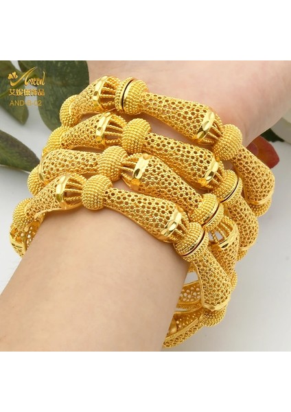 4 Adet Dubai Afrika Narin Açık Bilezik Kadınlar Için Bilezik Altın Kaplama Bilezik Takı Hint Fas Femme Gelin Hediyesi Altın Bilezikler (Yurt Dışından) fiyatları