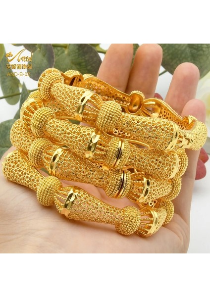 4 Adet Dubai Afrika Narin Açık Bilezik Kadınlar Için Bilezik Altın Kaplama Bilezik Takı Hint Fas Femme Gelin Hediyesi Altın Bilezikler (Yurt Dışından) modelleri