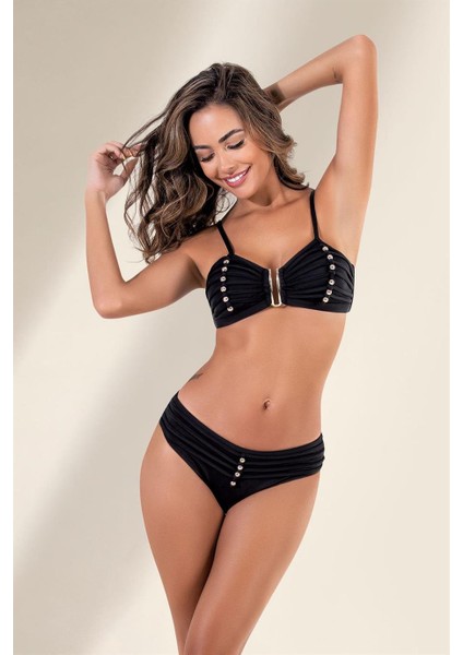 Boncuklu Straplez Bikini Takım