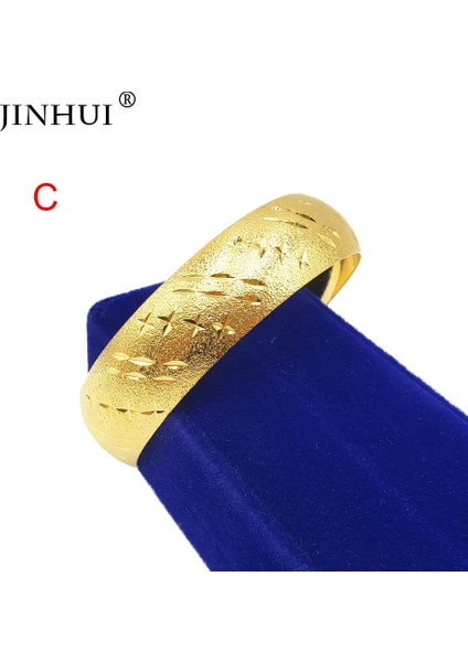 58-60MM Tarzı C Moda Bilezik Kadınlar Için 24 K Altın Bilezikler Gelin Düğün Hediyeleri Geniş Bilezikler Etiyopya Fransa Afrika Dubai Güzel Takı Hediyeler (Yurt Dışından)