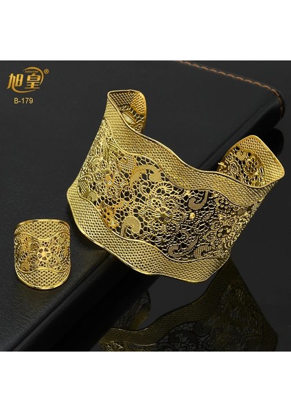 B-179-BILEZIK Yüzükler Xuhuang Altın Ayarlanabilir Zincir Bileklik Yüzük Nijeryalı Düğün Gelin Bilezik Takı Hediye Kadınlar Için Arapça Manşet Bilezikler (Yurt Dışından)
