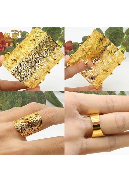 B-179-BILEZIK Yüzükler Xuhuang Altın Ayarlanabilir Zincir Bileklik Yüzük Nijeryalı Düğün Gelin Bilezik Takı Hediye Kadınlar Için Arapça Manşet Bilezikler (Yurt Dışından) fırsatları