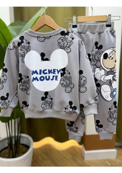 Astronot Mickey Mouse Baskılı Gri Erkek Çocuk Eşofman Takımı fiyatları