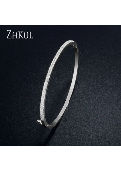 Altın 4 Zakol Beautyful Beyaz Altın Renk Kübik Zirkonya Ince Bilezik Kadınlar Için Bilezikler Parti Takı Doğum Günü Hediyeleri (Yurt Dışından) indirimleri