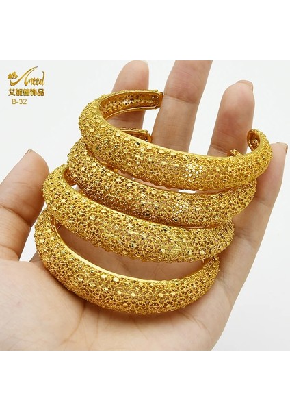 B28-4 Adet Anııd Hint Bileklik Kadınlar Için Toplu Manşet El Bilezik Lüks Metal Altın Kaplama Dubai Afrika Mücevherat Düğün Arapça Bilezik (Yurt Dışından) fiyatları