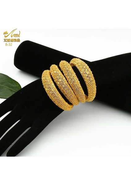 B28-4 Adet Anııd Hint Bileklik Kadınlar Için Toplu Manşet El Bilezik Lüks Metal Altın Kaplama Dubai Afrika Mücevherat Düğün Arapça Bilezik (Yurt Dışından) indirimleri