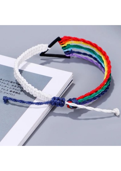 Stil A 2021 Moda Erkekler Kadınlar Için Bilezikler El Yapımı Örgü Iplik Braslet Ayarlanabilir Eşcinsel Gurur Açılış Bileklik Wrap Brazalete Hediye (Yurt Dışından)